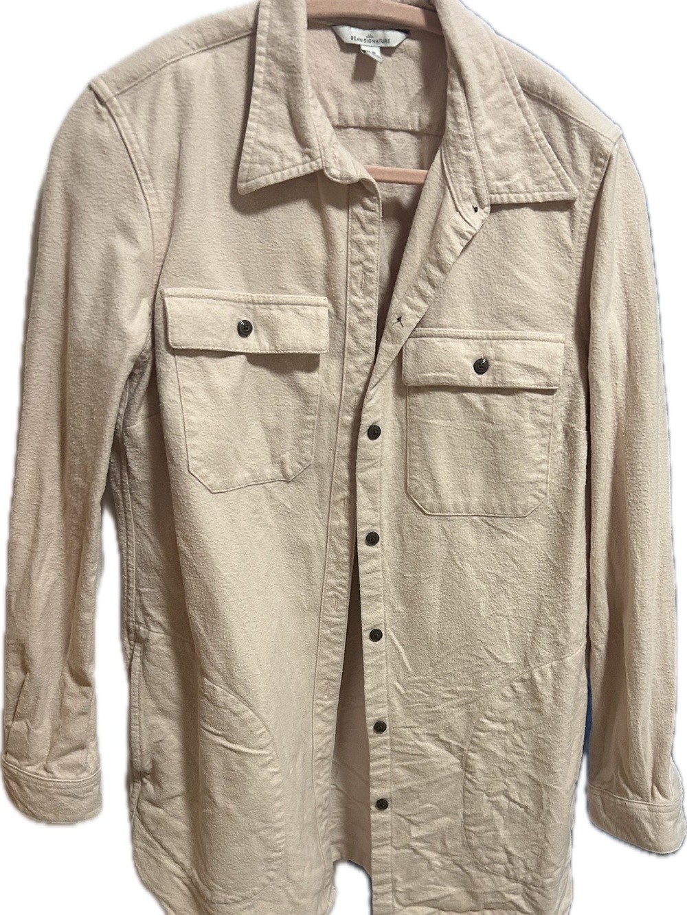 L.L. Bean Light Pink/Cream Button-Front Shirt Jacket